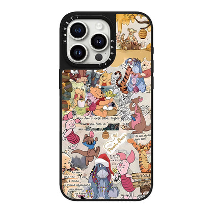 Cartoon Pooh Bear Artistic Floral Magsafe Phone Case For iPhone 17 16 14 15 12 13 Pro Max Plus 11