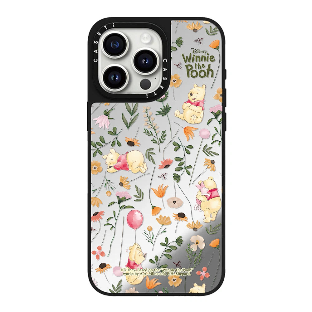 Cartoon Pooh Bear Artistic Floral Magsafe Phone Case For iPhone 17 16 14 15 12 13 Pro Max Plus 11