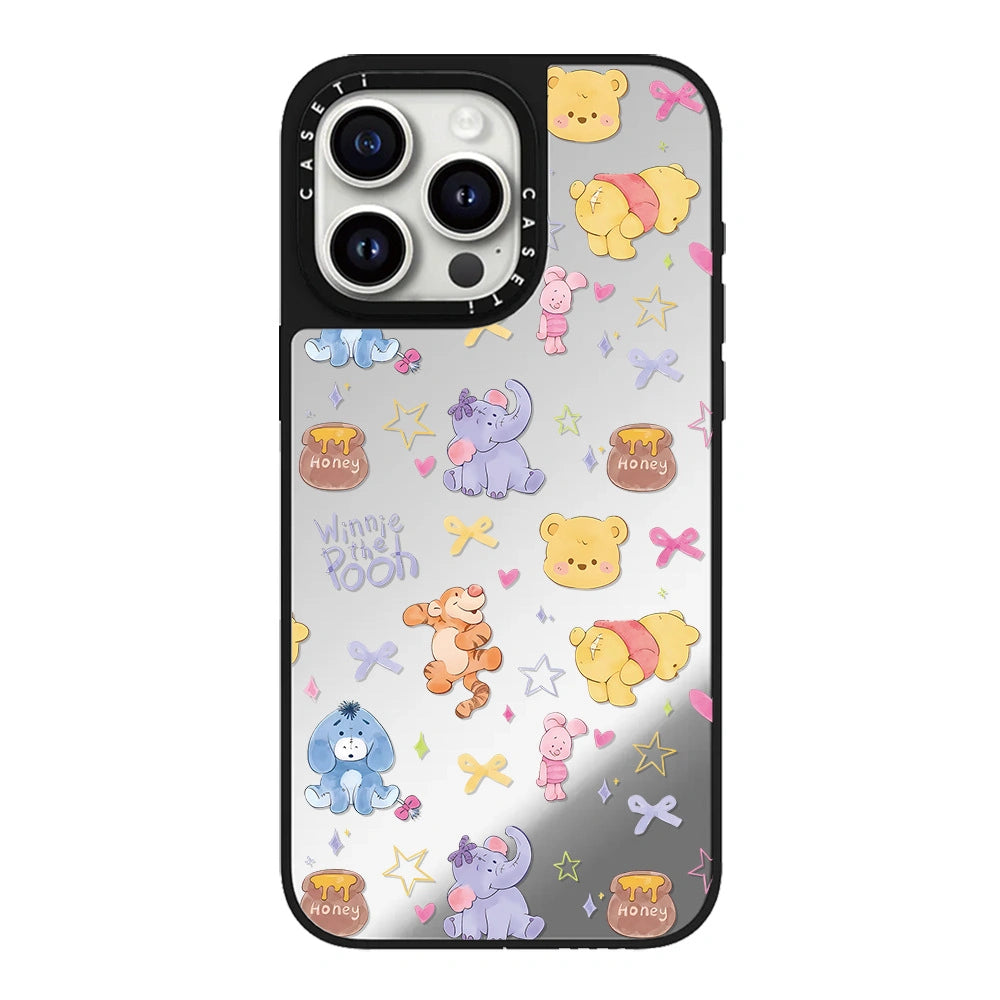 Cartoon Pooh Bear Artistic Floral Magsafe Phone Case For iPhone 17 16 14 15 12 13 Pro Max Plus 11
