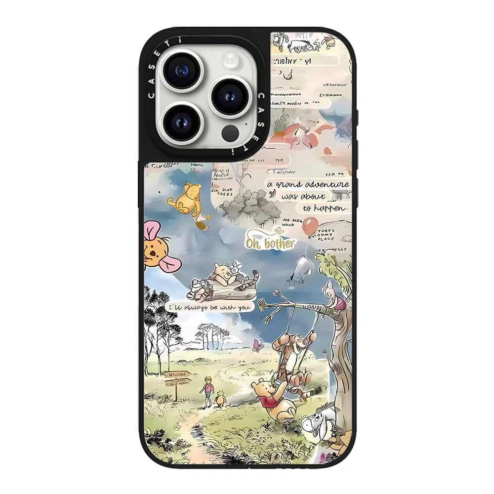 Cartoon Pooh Bear Artistic Floral Magsafe Phone Case For iPhone 17 16 14 15 12 13 Pro Max Plus 11