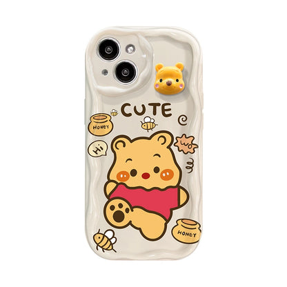 Cartoon Pooh Bear Cute Phone Case For iPhone 17 16 14 15 11 12 13 Pro Max Plus 16E