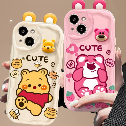 Cartoon Pooh Bear Cute Phone Case For iPhone 17 16 14 15 11 12 13 Pro Max Plus 16E