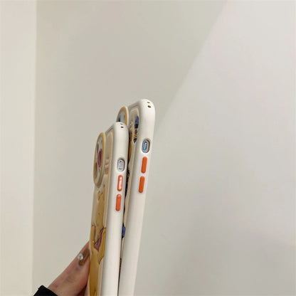 Cartoon Pooh Bear Leather Phone Case For iPhone 17 16 14 15 11 12 13 Pro Max Plus