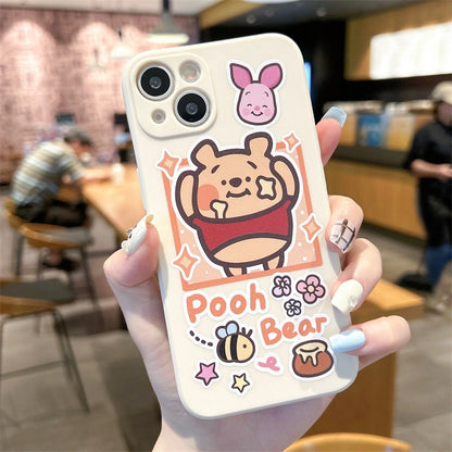 Cartoon Pooh Bear Piggy Phone Case For iPhone 17 16 14 15 11 12 13 Pro Max Plus X XR 7 8