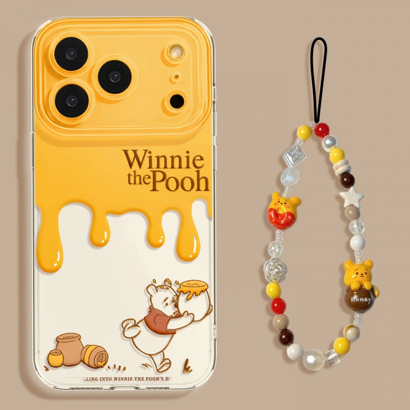 Cartoon Pooh Honey Bear Phone Case For iPhone 17 16 14 15 11 12 13 Pro Max Plus