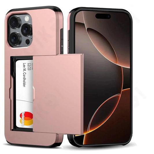 Multi-colors Card Slot Case For iPhone 17 16 15 14 13 12 11 Pro Max X XR XS 8 Plus Slim Dual Laye Protective Hidden Wallet Cover