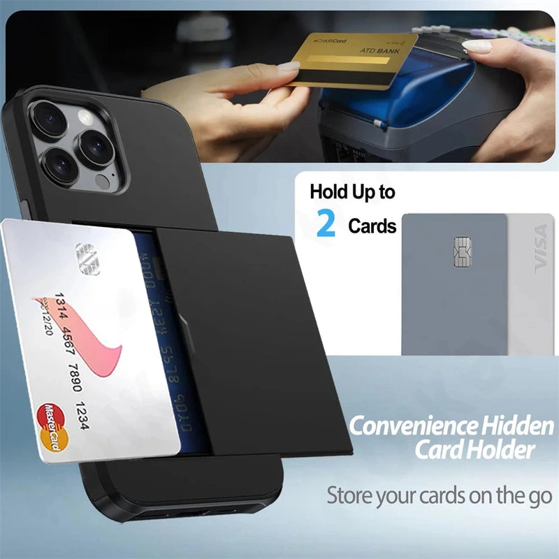 Case For iPhone 17 16 15 14 13 12 11 Pro Max X XR XS 8 Plus Slim Dual Laye Heavy Duty Protective Hidden Card Slot Wallet Cover - Green, iPhone 15 Pro