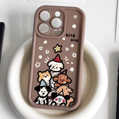 Cute Puppy Family Creative Silicone Phone Case for iPhone