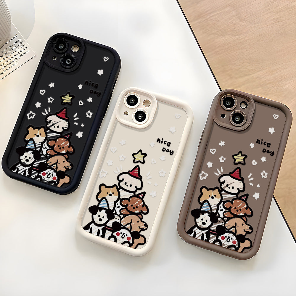 Cute Puppy Family Creative Silicone Phone Case for iPhone