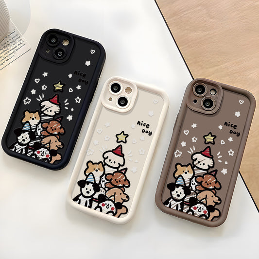 Cute Puppy Family Creative Silicone Phone Case for iPhone