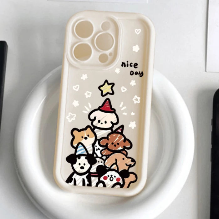 Cute Puppy Family Creative Silicone Phone Case for iPhone