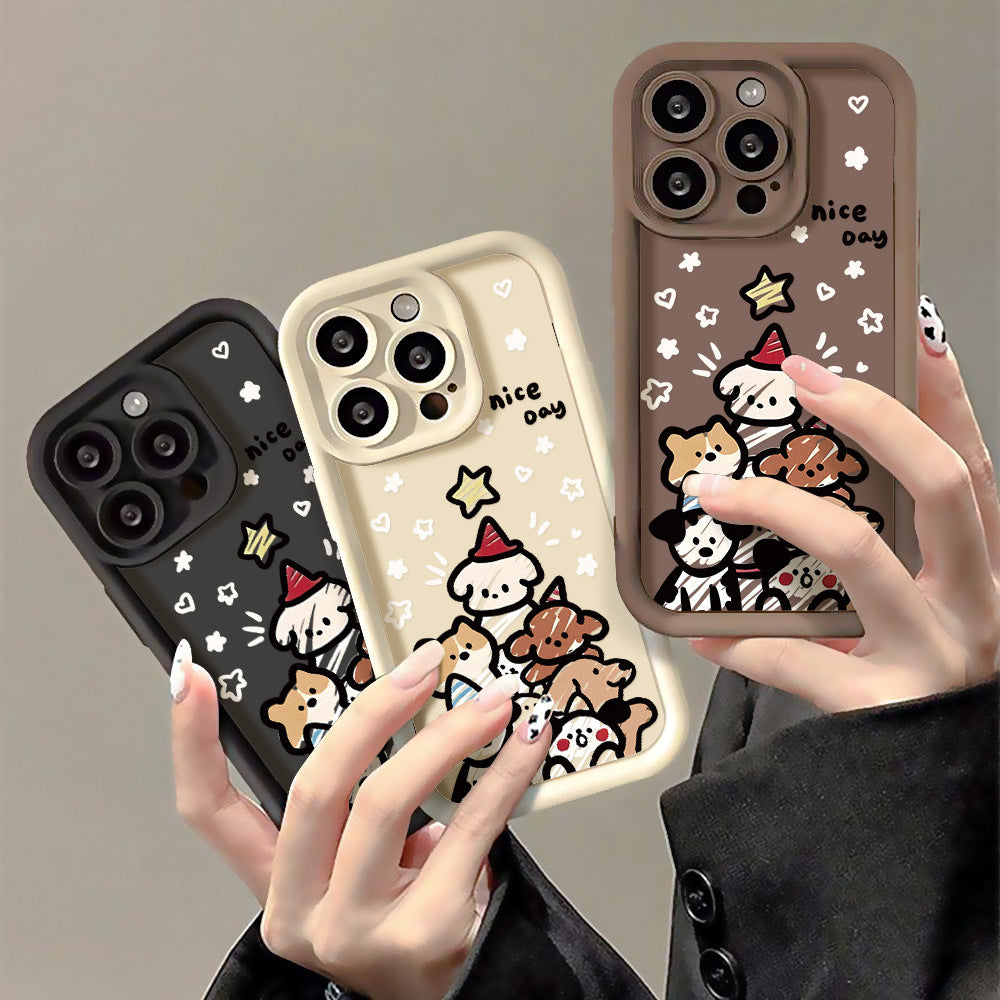 Cute Puppy Family Creative Silicone Phone Case for iPhone