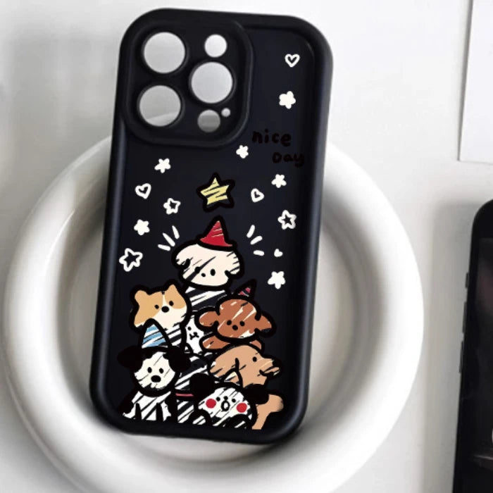 Cute Puppy Family Creative Silicone Phone Case for iPhone