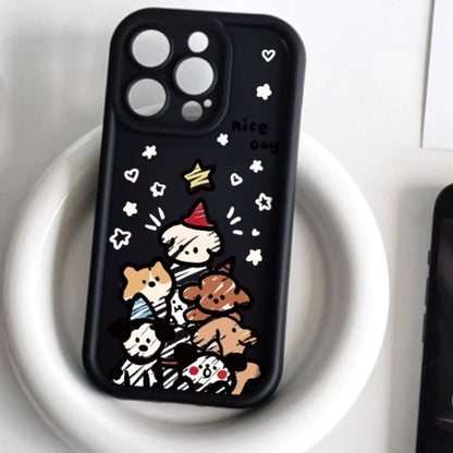 Cute Puppy Family Creative Silicone Phone Case for iPhone