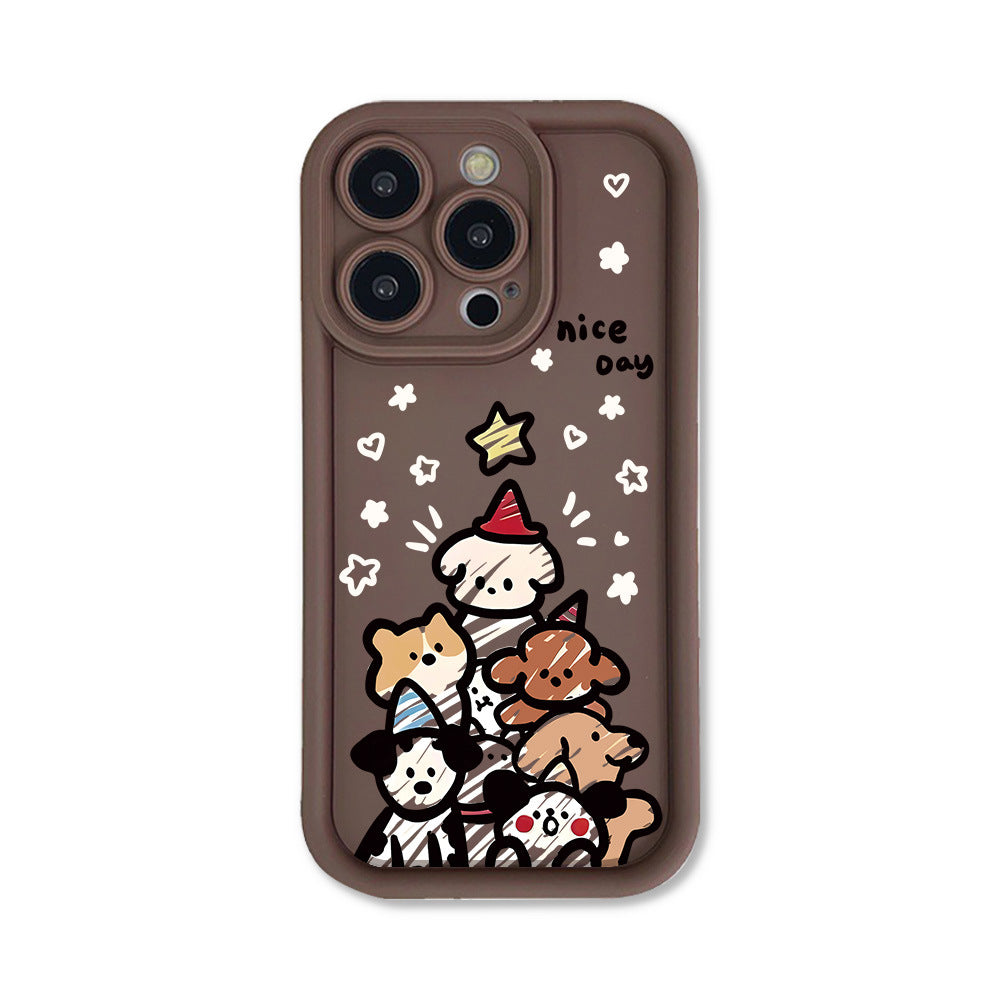 Cute Puppy Family Creative Silicone Phone Case for iPhone