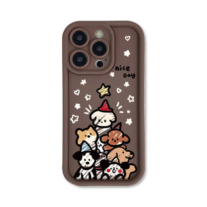 Cute Puppy Family Creative Silicone Phone Case for iPhone