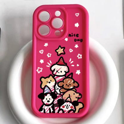 Cute Puppy Family Creative Silicone Phone Case for iPhone
