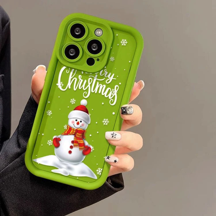 Coque de téléphone en silicone pour iPhone avec un adorable bonhomme de neige