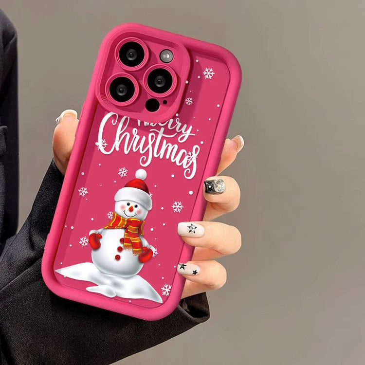 Coque de téléphone en silicone pour iPhone avec un adorable bonhomme de neige