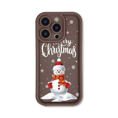 Coque de téléphone en silicone pour iPhone avec un adorable bonhomme de neige