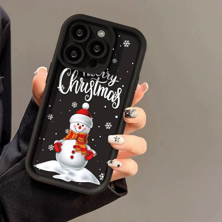 Coque de téléphone en silicone pour iPhone avec un adorable bonhomme de neige