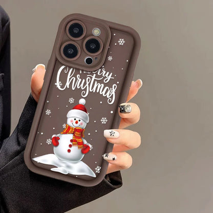 Coque de téléphone en silicone pour iPhone avec un adorable bonhomme de neige