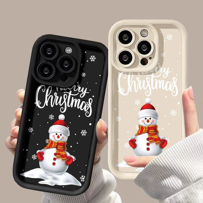 Coque de téléphone en silicone pour iPhone avec un adorable bonhomme de neige