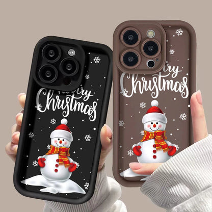 Coque de téléphone en silicone pour iPhone avec un adorable bonhomme de neige