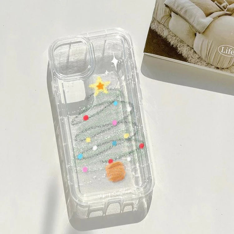 Coque de téléphone transparente Air Bumper avec motif d'arbre dessiné à la main pour iPhone