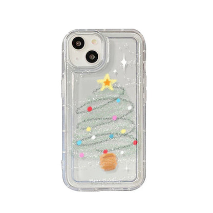 Coque de téléphone transparente Air Bumper avec motif d'arbre dessiné à la main pour iPhone