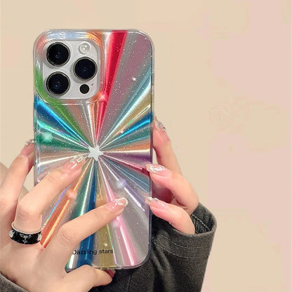 Colorful Rainbow Stars Glitter Phone Case For iPhone 15 16 Pro Max 17 13 11 12 14 Plus IMD Silicone Shockproof Back Cover Shell