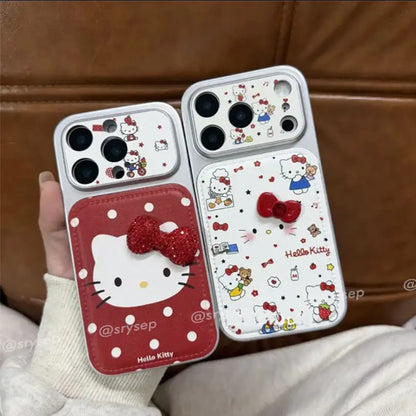 Cute 3D Bow Kitty Leather Phone Case For iPhone Charm Back Cover