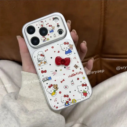 Cute 3D Bow Kitty Leather Phone Case For iPhone Charm Back Cover