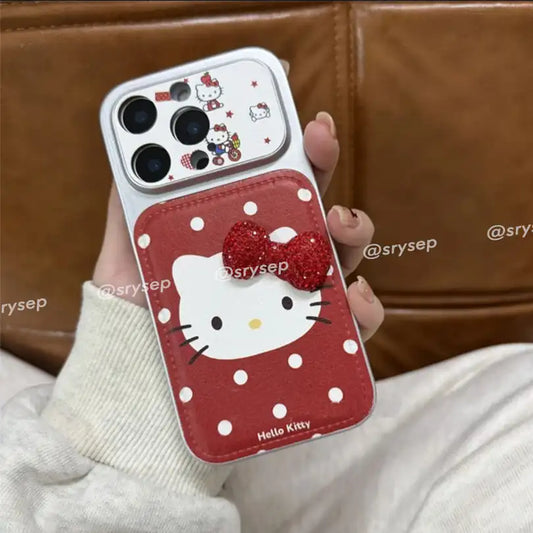 Cute 3D Bow Kitty Leather Phone Case For iPhone Charm Back Cover