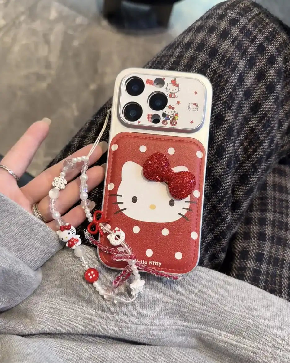 Cute 3D Bow Kitty Leather Phone Case For iPhone Charm Back Cover