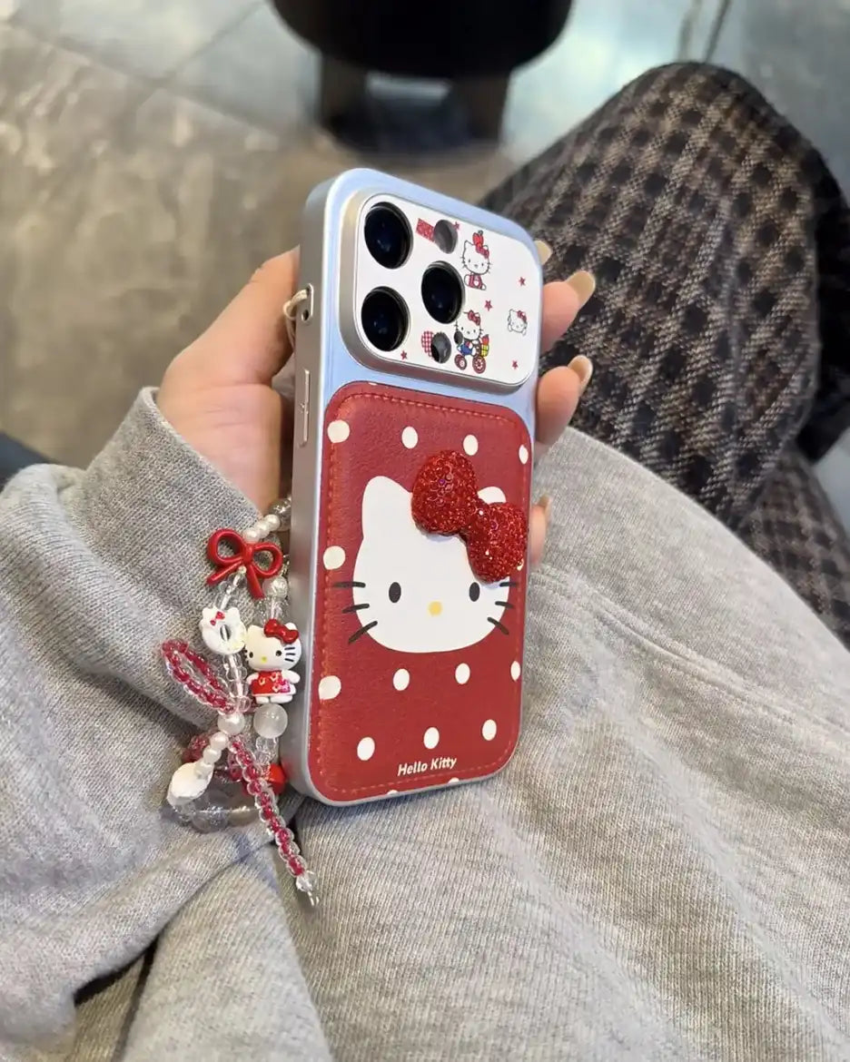 Cute 3D Bow Kitty Leather Phone Case For iPhone Charm Back Cover