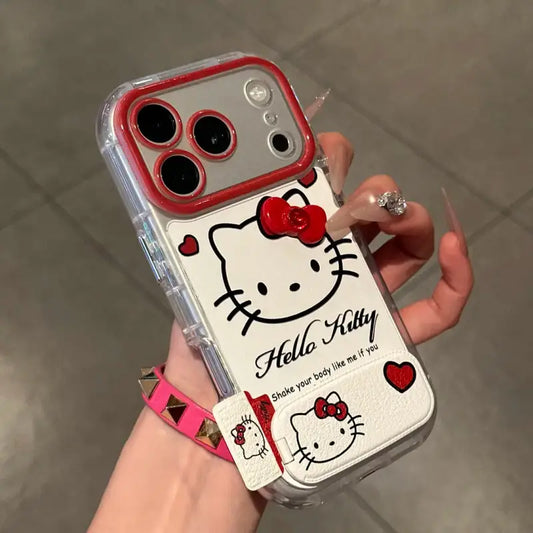 Cute 3D Bow Kitty with Mirror Foldable Kickstand Phone Case For iPhone
