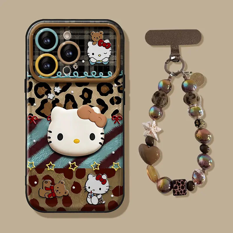 Cute 3D Bow Kitty with Mirror Lens Protector Phone Case For iPhone Charm Back Cover
