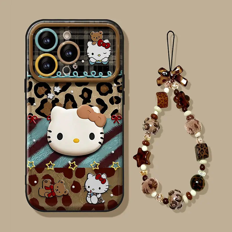 Cute 3D Bow Kitty with Mirror Lens Protector Phone Case For iPhone Charm Back Cover