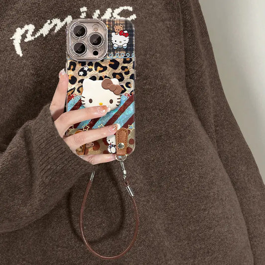 Cute 3D Kitty Leopard Phone Case For iPhone With Charm