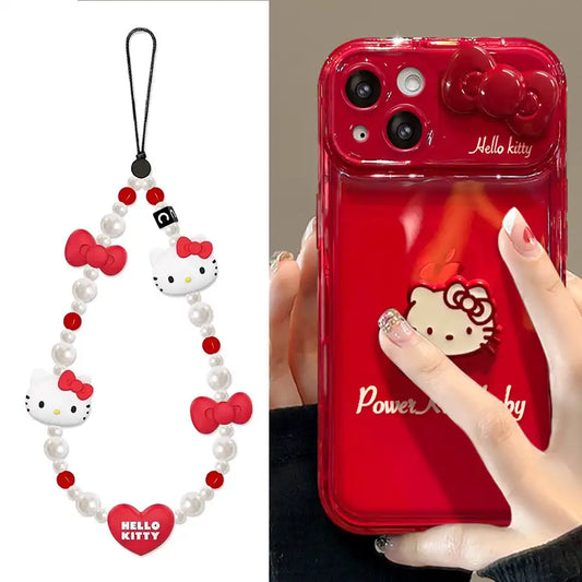 Cute Bow Kitty with Mirror Phone Case For iPhone Semi Clear Back Cover