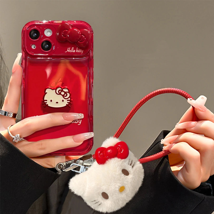 Cute Bow Kitty with Mirror Phone Case For iPhone 17 16 15 14 13 12 Pro Max Plus 11 XR 7 8 6 Semi Clear