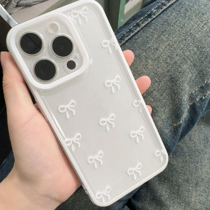 Coque transparente en TPU avec joli motif nœud papillon pour iPhone 17 Pro Max, 16, 15, 14, 13, 12, 11, X, XR, 7 et 8 - Protection d'objectif