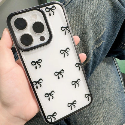 Coque transparente en TPU avec joli motif nœud papillon pour iPhone 17 Pro Max, 16, 15, 14, 13, 12, 11, X, XR, 7 et 8 - Protection d'objectif