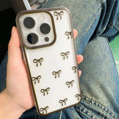 Coque transparente en TPU avec joli motif nœud papillon pour iPhone 17 Pro Max, 16, 15, 14, 13, 12, 11, X, XR, 7 et 8 - Protection d'objectif
