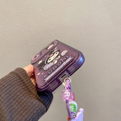 Coque de téléphone en TPU avec pendentif Kurom mignon pour iPhone 16, 15, 14, 13, 12, 11 Pro Max, X et XR