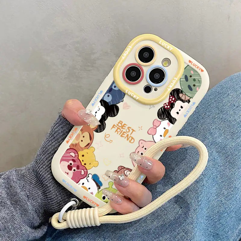 Cute Cartoon Phone Case for iPhone Back Cover With Phone Charm