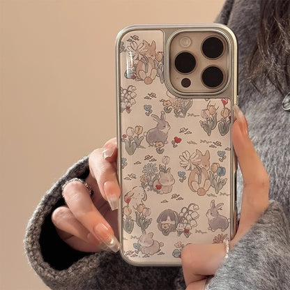 Coque mignonne à fleurs et lapin pour iPhone 17, 16, 15, 14, 13, 12, 11 Pro Max, X, XR, 7 et 8