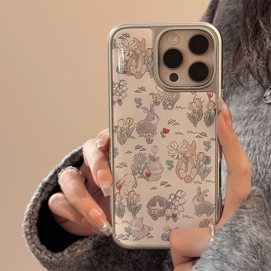 Cute Flower Bunny Case for iPhone 17 16 15 14 13 12 11 Pro Max X Xr 7 8