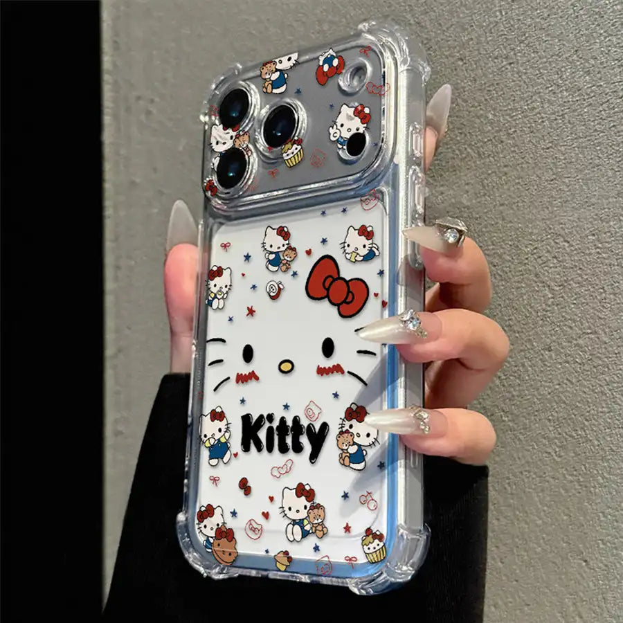 Cute Kitty Corner Airbag Anti-Drop Protection Clear TPU iPhone Case